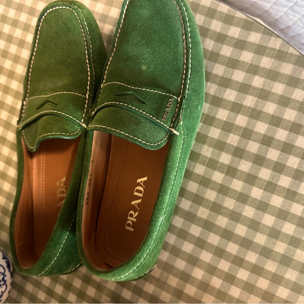 Prada rare emerald green loafers